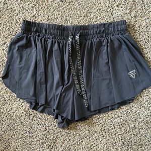 Gray 2-in-one Double Layer Running Yoga Shorts